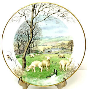 VTG Royal Worcester Plate January Lambing Season Peter Barrett Ltd Edition 1979
